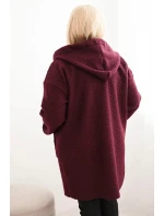 Dámský kabát Plus Size z umělé látky s kapucí a kapsami model 21468730 - K-Fashion