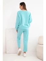Dámský souprava z viskózy s mikinou a kalhotami máslový turkusový