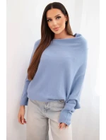Svetr dámský viskózový asymetrický typu netopýr džínový modrý Svetr dámský viskózový asymetrický typu netopýr džínový modrý