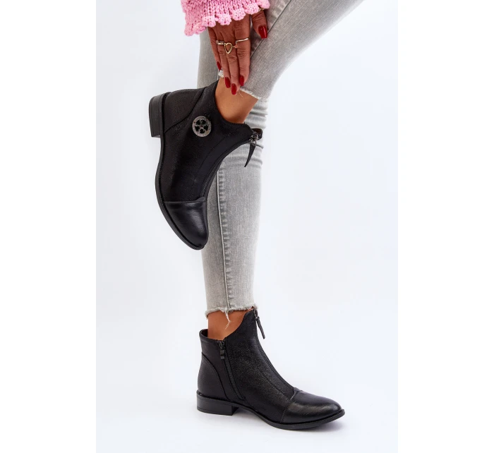 Dámské kotníčkové boty na ploché podrážce se zipem béžové Loratie