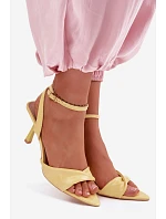 Dámské sandály na podpatku z eko kůže žluté model 22092099 - Boto