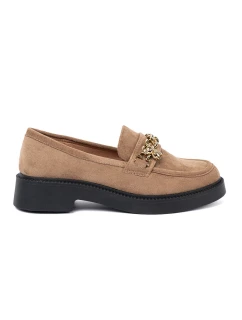 Krásné hnědé dámské  mokasíny na širokém podpatku