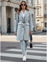 Dámský jednořadový podzimní kabát SCHERMI světle šedý FashionStreet NY0668