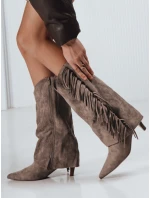 Dámské semišové kovbojské boty béžové model 21993919 - Dstreet