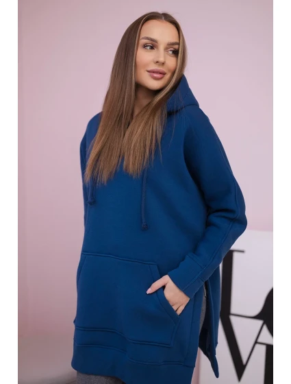 Zateplená mikina s bočními rozparky z džínoviny Zateplená mikina s bočními rozparky z džínoviny