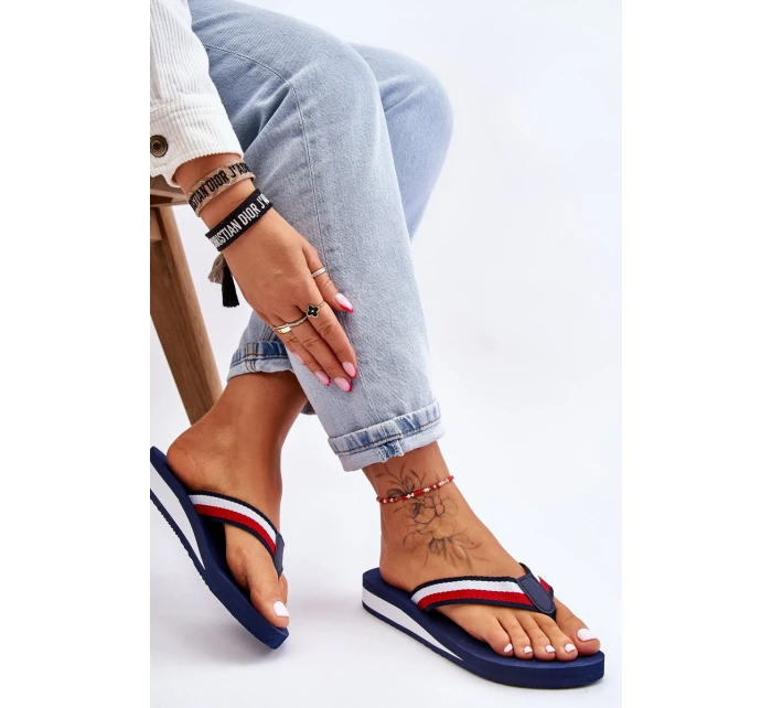 Dámské žabky na platformě Big Star model 21610799 námořnická modrá - Big Star Shoes Dámské žabky na platformě Big Star model 21610799 námořnická modrá - Big Star Shoes