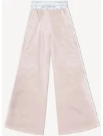 Světle béžové volné dámské kalhoty s lampasy model 20185231 - MADE IN ITALY