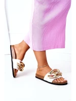 Nazouváky Na Korkové Podrážce S řetízkem S.Barski SB002 Bílé