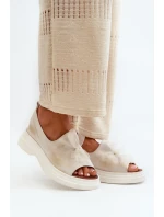 Zazoo 2939 Dámské kožené sandály s mašlí Zlatý otěr