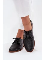 Dámské kožené elegantní šněrovací polobotky model 21707319 Černé - Zazoo