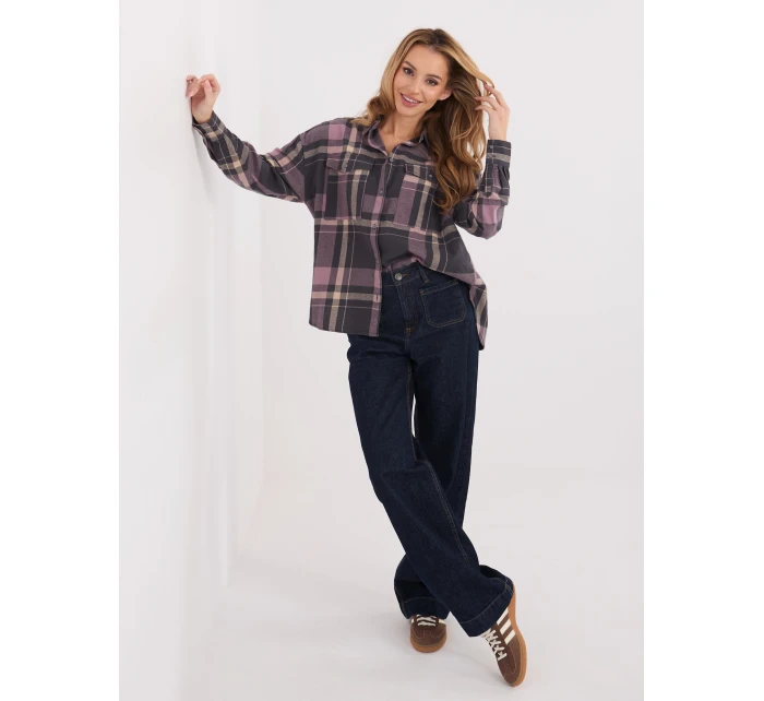 Košile D71720Z11085B šedorůžová Košile D71720Z11085B šedorůžová