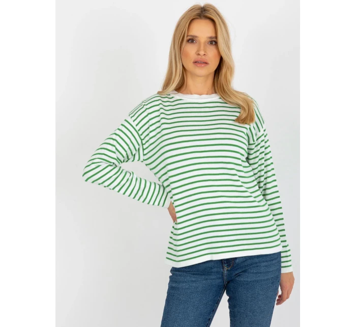 Dámský svetr LC SW 6006 .22 bílé a zelené - FPrice Dámský svetr LC SW 6006 .22 bílé a zelené - FPrice