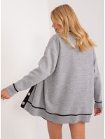 Dámský šedý pletený svetr se zapínáním na knoflíky