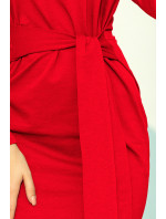 Šaty se širokým vázáním v pase Numoco - červené