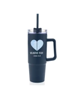 Personalizovaná termoska s průhledným víčkem - dvě mapy jako srdce Personalizovaná termoska s průhledným víčkem - dvě mapy jako srdce