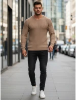 Pánský hnědý svetr model 21995029 - FashionStreet Pánský hnědý svetr model 21995029 - FashionStreet