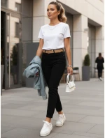 Dámské kalhoty mom fit s páskem černé FashionStreet UY2873 Dámské kalhoty mom fit s páskem černé FashionStreet UY2873