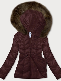 Prošívaná dámská bunda ve vínové bordó barvě s kapucí Glakate pro přechodné období (LU-2202)