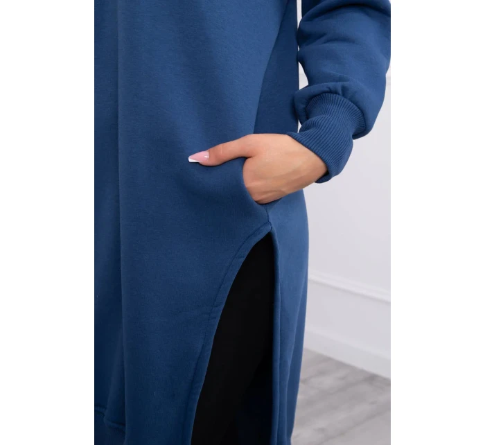 Zateplená mikina s bočními rozparky z džínoviny Zateplená mikina s bočními rozparky z džínoviny