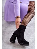 Dámské semišové kozačky na vysokém podpatku Světle černé model 21596005 - Boto