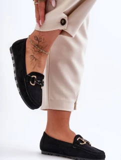 Kožené Dámské Mokasíny S Ozdobou Černé model 21629463 - Boto