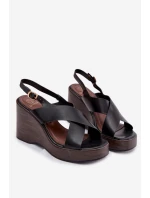 Dámské sandály z eko kůže na platformě Černé model 21937460 - Boto