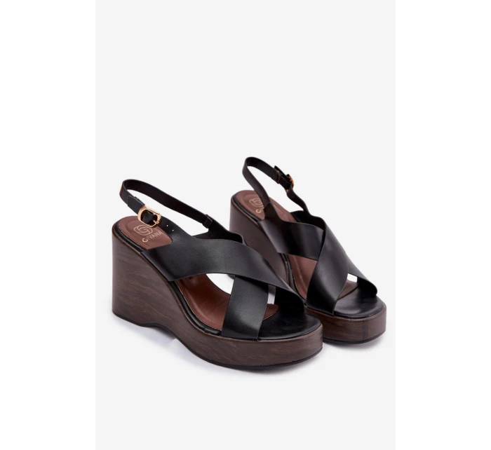 Dámské sandály z eko kůže na platformě Černé model 21937460 - Boto