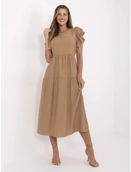 Sukienka MI SK model 21142133 camelowy - FPrice Sukienka MI SK model 21142133 camelowy - FPrice