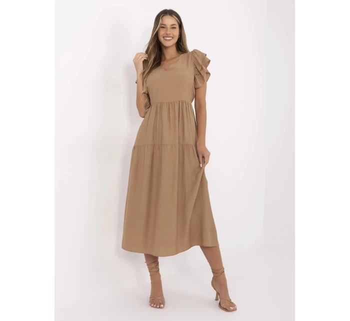 Sukienka MI SK model 21142133 camelowy - FPrice Sukienka MI SK model 21142133 camelowy - FPrice