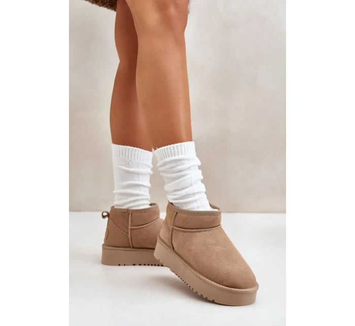 Dámské Semišové Sněhule Na Platformě Béžové Nereviana