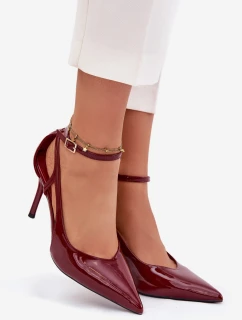 Dámské lakované lodičky z eko kůže - bordó Fionnel