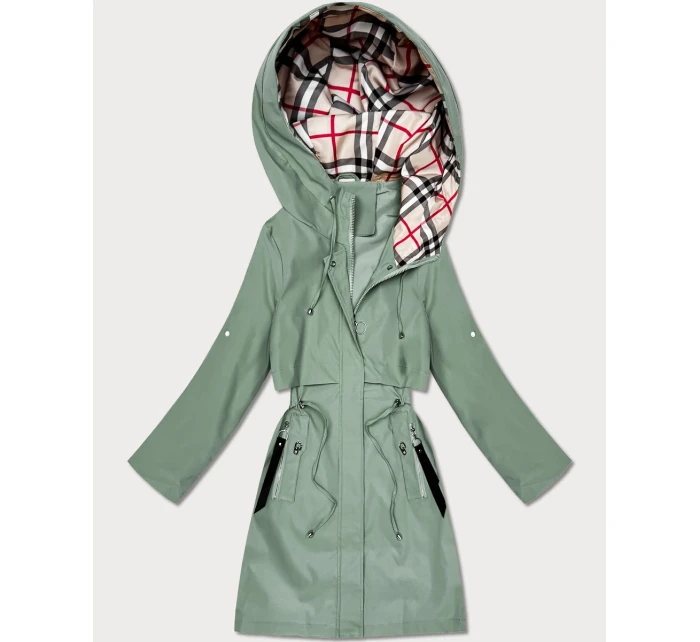 Lekka parka damska na podszewce Goodlookin szarozielona (KK60407-3#)
