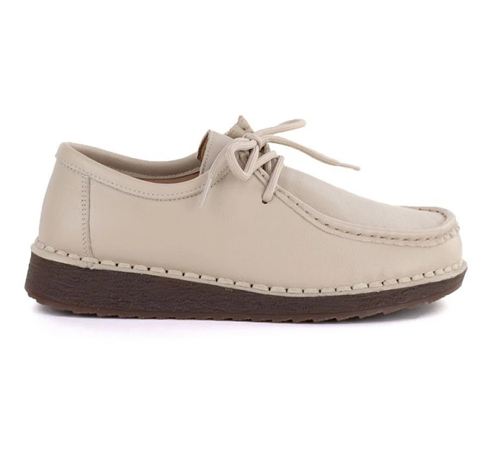 Dámské kožené mokasíny se šněrováním béžové Artiker 58C1519 Dámské kožené mokasíny se šněrováním béžové Artiker 58C1519