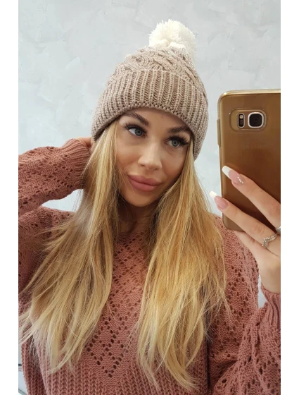 Fleecová čepice Ilona K218 beige+ecru Fleecová čepice Ilona K218 beige+ecru