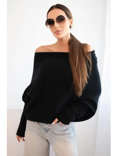 Dámský asymetrický model 21402222 svetr viskózový černý - K-Fashion