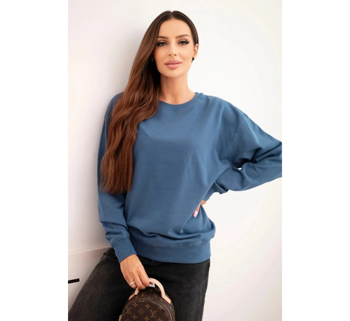 Dámská mikina z bavlny s kulatým výstřihem basic modrá