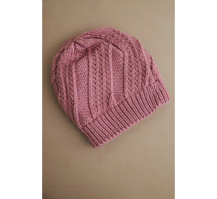 Dámská zimní čepice z vlny K441 tmavě růžová Dámská zimní čepice z vlny K441 tmavě růžová