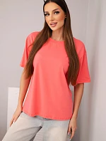 Dámská bavlněná basic halenka s krátkým rukávem malinová