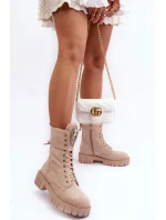 kožené workery s ozdobou Bežové model 21635088 - Boto kožené workery s ozdobou Bežové model 21635088 - Boto
