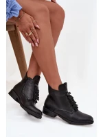 Zateplené dámské kotníkové boty na ploché  Černé model 21713611 - S.Barski