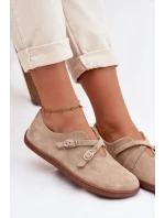 Kožené semišové polobotky Dámské s pásky béžové model 21937593 - Zazoo Kožené semišové polobotky Dámské s pásky béžové model 21937593 - Zazoo