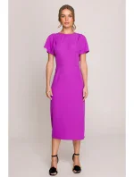 S398 Tužkové šaty s rozparky na bocích - levandulová barva S398 Tužkové šaty s rozparky na bocích - levandulová barva