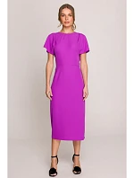 S398 Tužkové šaty s rozparky na bocích - levandulová barva