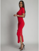 Midi tužkové šaty s červeným rolákem