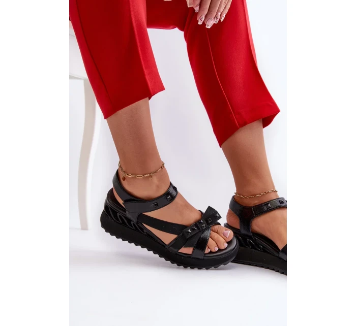 Dámské sandály s mašlí D&A černá Dámské sandály s mašlí D&A černá