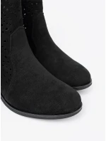 Výborné dámské  kotníčkové boty černé bez podpatku