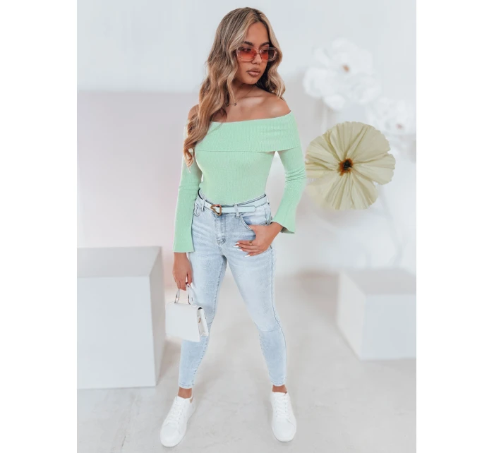 Dámská halenka s odhalenými rameny SHOWIT světle zelená FashionStreet MY2430