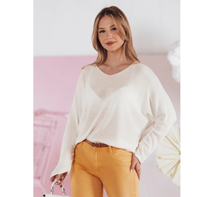 Dámský oversize svetr NORVAN ecru FashionStreet MY2455