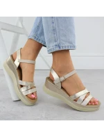 Dámské zlaté sandály na podpatku Vinceza 15358