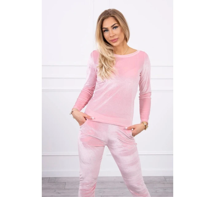 Velurová souprava se model 21753150 na zadní straně pudrově růžová - K-Fashion